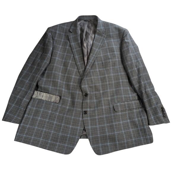 Ralph Ralph Lauren Mens Blazer 54R Gray Plaid Silk Wool Sport Coat Jacket - Picture 1 of 14
